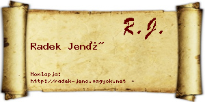 Radek Jenő névjegykártya